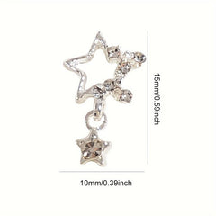 30pcs 3D Star Nail Charms With Rhinestones Pendant - Nail Art Gem Alloy Jewelry