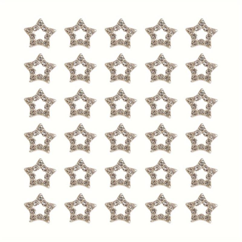 30pcs 3D Star Nail Charms With Rhinestones Pendant - Nail Art Gem Alloy Jewelry
