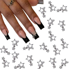 30pcs 3D Star Nail Charms With Rhinestones Pendant - Nail Art Gem Alloy Jewelry