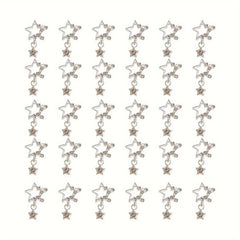 30pcs 3D Star Nail Charms With Rhinestones Pendant - Nail Art Gem Alloy Jewelry