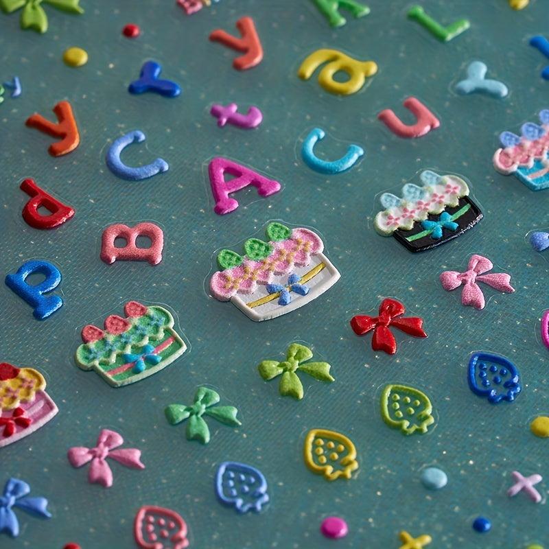 5pcs 5D Embossed Cartoon Nail Art Stickers Fruit Snack Ice Cream Nail Decals