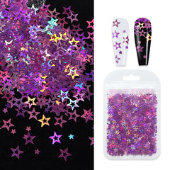 Holographic Star Nail Glitter Sequins Confetti Stickers