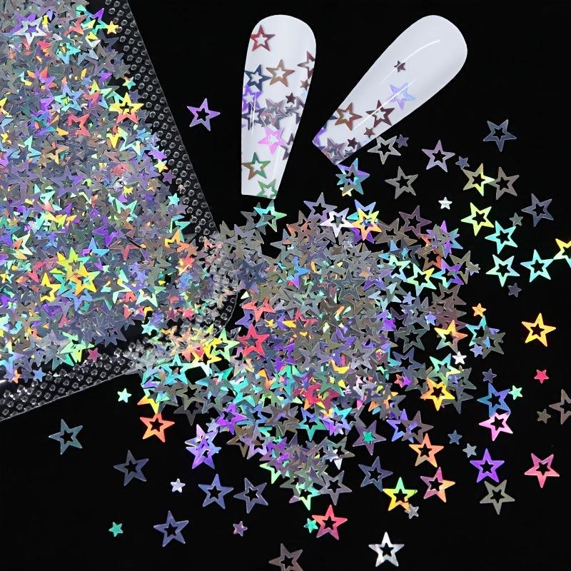 Holographic Star Nail Glitter Sequins Confetti Stickers