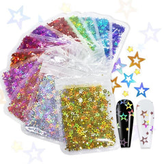 Holographic Star Nail Glitter Sequins Confetti Stickers