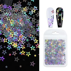 Holographic Star Nail Glitter Sequins Confetti Stickers