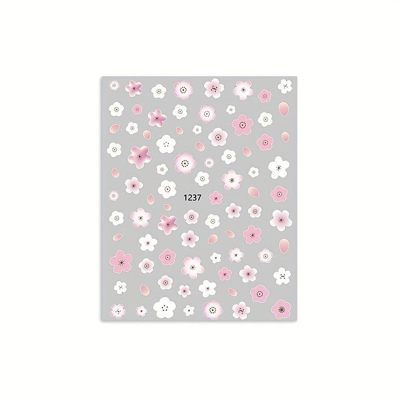 3D Self Adhesive Nail Stickers Summer Daisy Flowers Peach Strawberry DIY Art