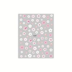 3D Self Adhesive Nail Stickers Summer Daisy Flowers Peach Strawberry DIY Art