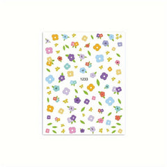 3D Self Adhesive Nail Stickers Summer Daisy Flowers Peach Strawberry DIY Art