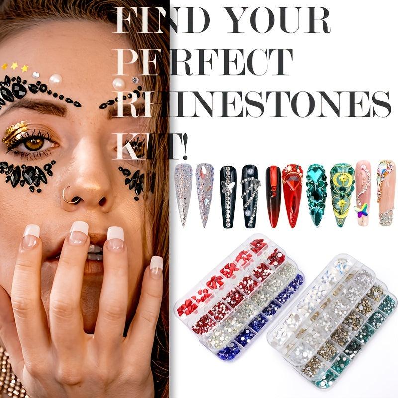 120 Pcs Crystal Rhinestones for Nails - Flat Back Acrylic Nail Art Stones