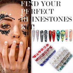 120 Pcs Crystal Rhinestones for Nails - Flat Back Acrylic Nail Art Stones