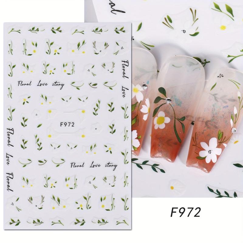 6 Sheets Spring Flower Nail Art Stickers Self Adhesive Decals for DIY Nail Art