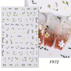 6 Sheets Spring Flower Nail Art Stickers Self Adhesive Decals for DIY Nail Art