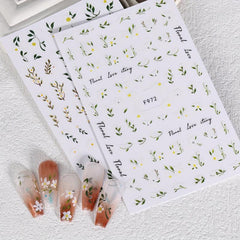 6 Sheets Spring Flower Nail Art Stickers Self Adhesive Decals for DIY Nail Art