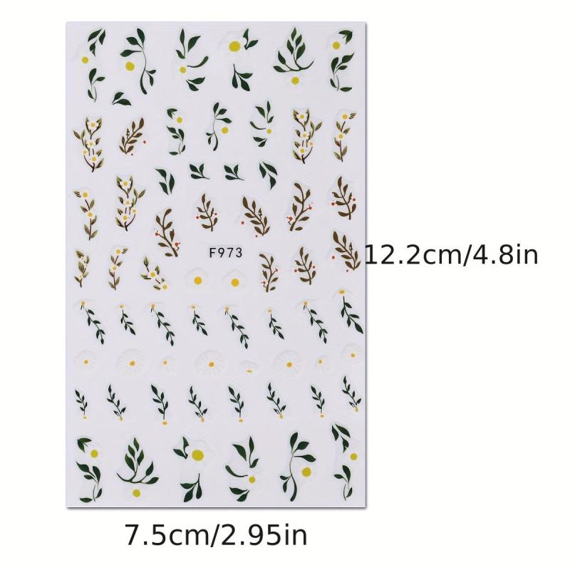 6 Sheets Spring Flower Nail Art Stickers Self Adhesive Decals for DIY Nail Art
