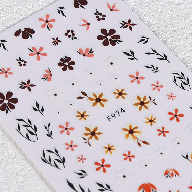 6 Sheets Spring Flower Nail Art Stickers Self Adhesive Decals for DIY Nail Art