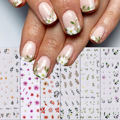 6 Sheets Spring Flower Nail Art Stickers Self Adhesive Decals for DIY Nail Art