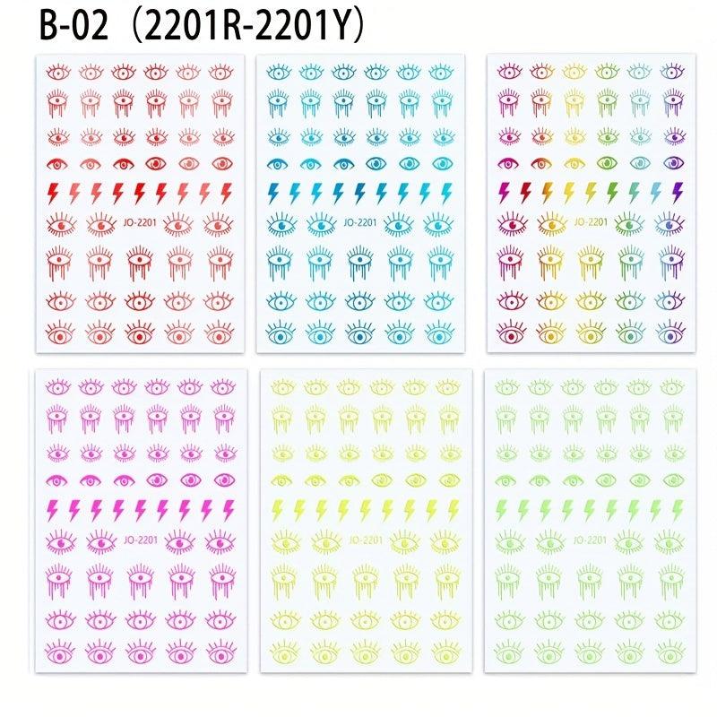 6 Pcs Devil Eye Nail Art Sticker Decal Nail Art Decor Slider