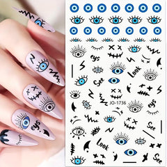 6 Pcs Devil Eye Nail Art Sticker Decal Nail Art Decor Slider