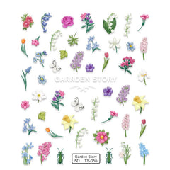 Spring Flower Leaf Nail Art Stickers 5D Self Adhesive Decals