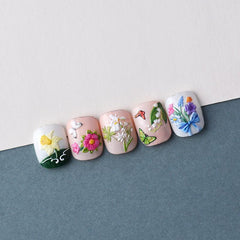 Spring Flower Leaf Nail Art Stickers 5D Self Adhesive Decals
