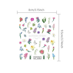 Spring Flower Leaf Nail Art Stickers 5D Self Adhesive Decals