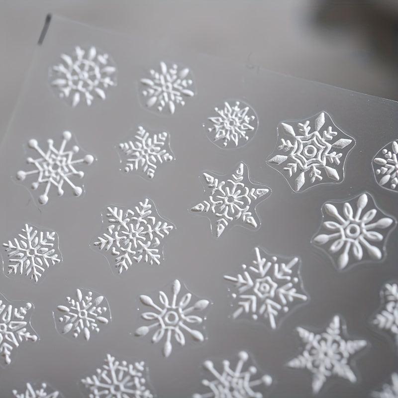 5D Embossed Snowflake Nail Art Stickers - Self Adhesive Decals