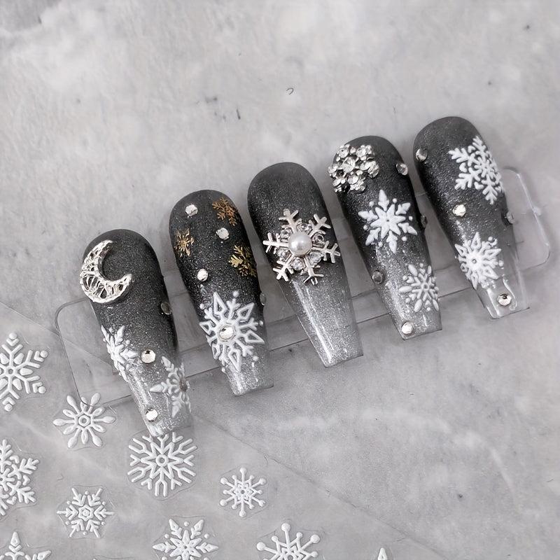 5D Embossed Snowflake Nail Art Stickers - Self Adhesive Decals