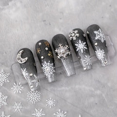 5D Embossed Snowflake Nail Art Stickers - Self Adhesive Decals