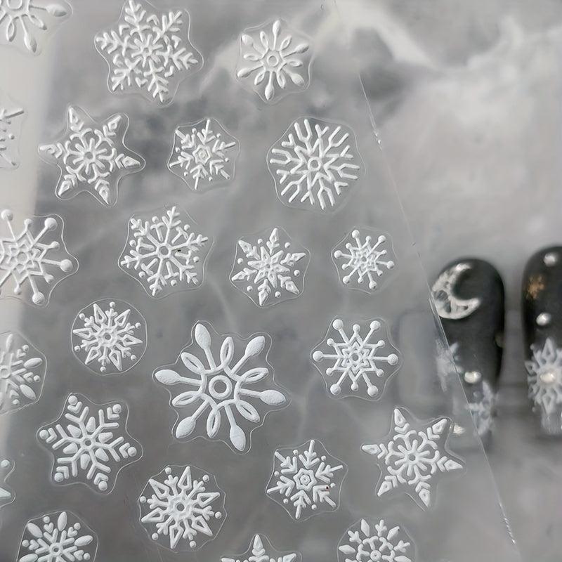 5D Embossed Snowflake Nail Art Stickers - Self Adhesive Decals