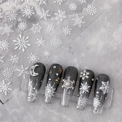5D Embossed Snowflake Nail Art Stickers - Self Adhesive Decals