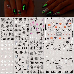 8 Sheets Halloween Nail Art Stickers Decals - Horror Scream Skull Bat Castle