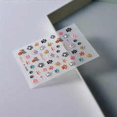 5D Dog Paw Nail Art Stickers Self Adhesive