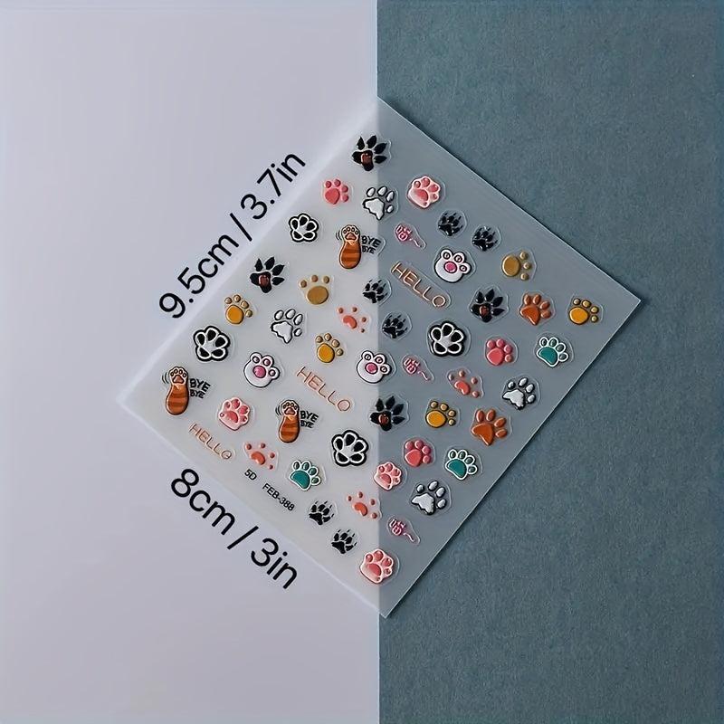 5D Dog Paw Nail Art Stickers Self Adhesive