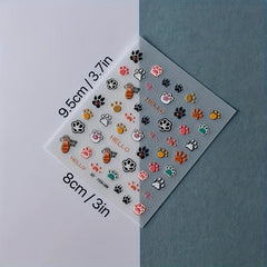 5D Dog Paw Nail Art Stickers Self Adhesive