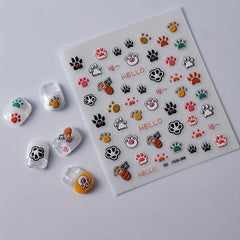 5D Dog Paw Nail Art Stickers Self Adhesive