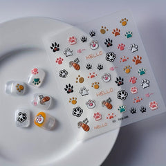 5D Dog Paw Nail Art Stickers Self Adhesive
