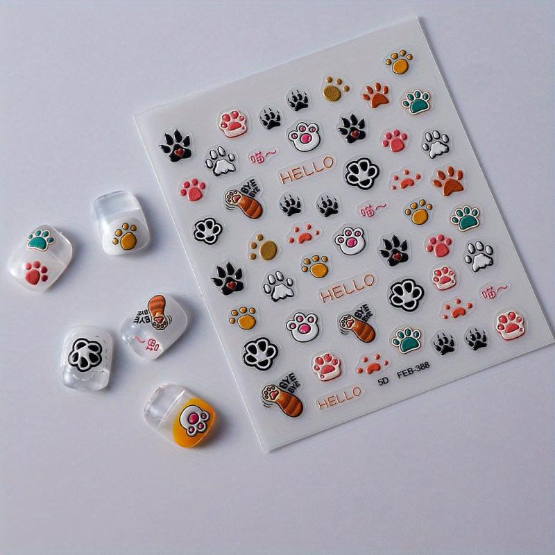 5D Dog Paw Nail Art Stickers Self Adhesive