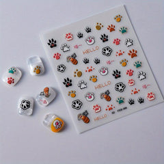 5D Dog Paw Nail Art Stickers Self Adhesive