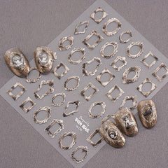 5D Embossed Frame Nail Art Sticker Self Adhesive Vintage Frame Nail Decals