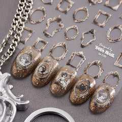 5D Embossed Frame Nail Art Sticker Self Adhesive Vintage Frame Nail Decals