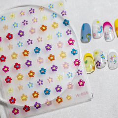5D Embossed Stars Heart Nail Art Stickers Flower Decals for Acrylic Nail DIY