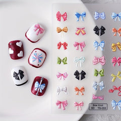 Colorful 5D Bow Knot Nail Stickers Decorative Nail Art