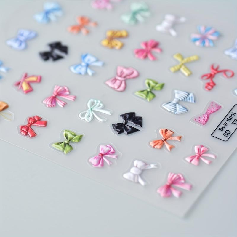Colorful 5D Bow Knot Nail Stickers Decorative Nail Art