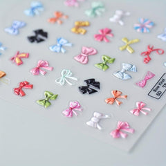 Colorful 5D Bow Knot Nail Stickers Decorative Nail Art