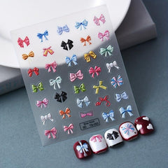 Colorful 5D Bow Knot Nail Stickers Decorative Nail Art