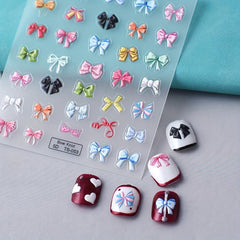 Colorful 5D Bow Knot Nail Stickers Decorative Nail Art