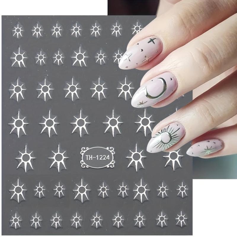 Vintage Laser Star Moon Sun Wing Nail Stickers