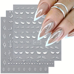 Vintage Laser Star Moon Sun Wing Nail Stickers