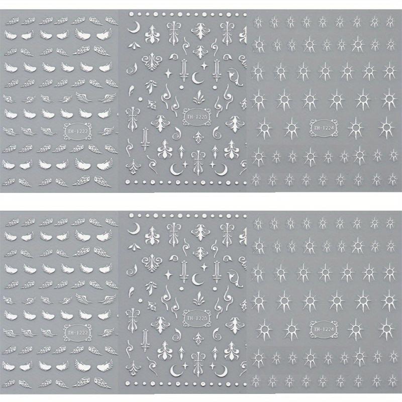Vintage Laser Star Moon Sun Wing Nail Stickers