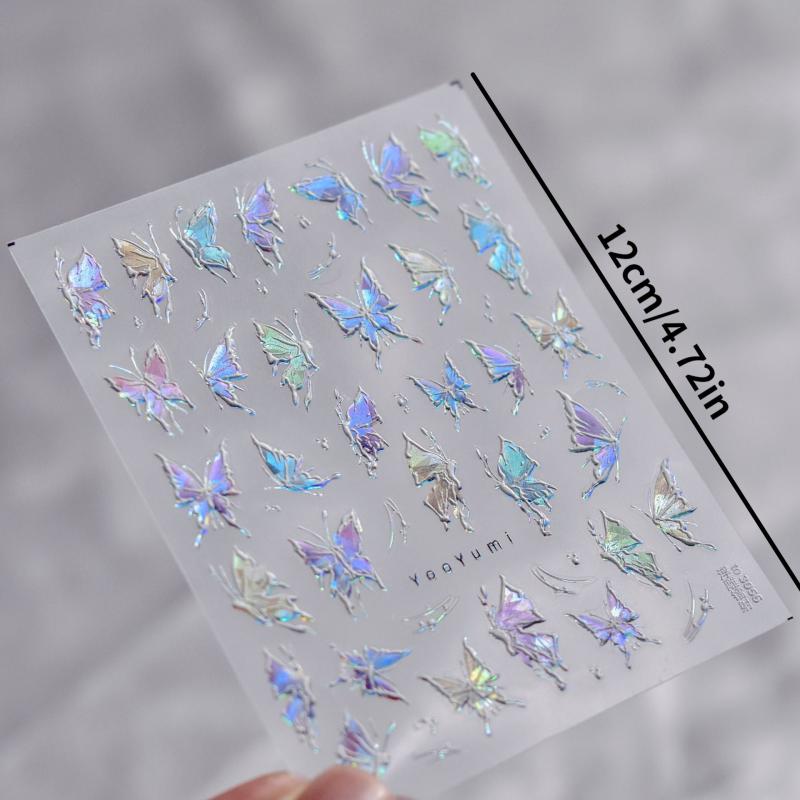 Colorful Butterfly Nail Art Stickers Self Adhesive